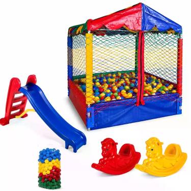 Imagem de Kit play groud com Piscina Bolinhas 1,00m com 500 Bolinhas ,Escorregad