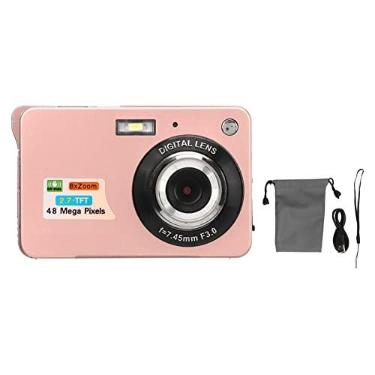 Imagem de Câmera Fotográfica de Bolso Câmera Digital 4K 48MP 2.7in LCD Display 8x Zoom Anti Shake Vlogging Câmera para Fotografia Fotografia Contínua (Rosa)