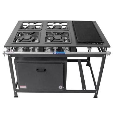 Imagem de Fogão Industrial 4 Bocas 2 Duplas A Gás Baixa Pressão Mr Fogões Com Chapa E Forno P7
