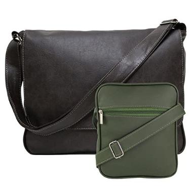 Imagem de Kit Bolsa Pasta Carteiro Masculina Tiracolo E Shoulder Bag