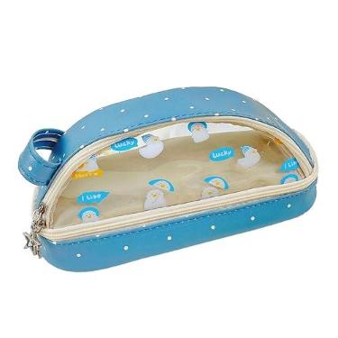Imagem de Estojo de Lápis Grande Fofo Transparente Estético Kawaii Organizador para Meninas e Meninos da Escola com Alta- PU PVC Leve Portátil Zíper Materiais Escolares