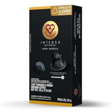 Imagem de 3 Corações Cápsulas de Café Intenso, Compatíveis com Nespresso, contém 10 cápsulas