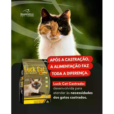 Imagem de Ração Luck Cat Premium Gato Castrado Frango e Arroz 10,1kg Saúde Uriná