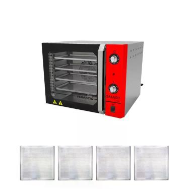 Imagem de KIT - Forno Turbo Convector Smart Basic Inox e Vermelho FCSB4E 220v +