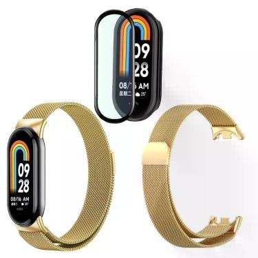 Imagem de Pulseira metal magnética para Xiaomi Mi Band 8 + pel. 3D - Genérica