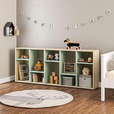Imagem de Estante Montessoriana 10 Nichos Legno Salinas/Verde Belaggio