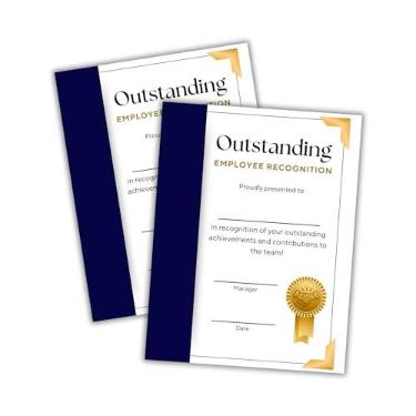Imagem de Excelente Certificado de Conquista de Empregado Award Pacote com 30 Moldura de Documentos em Branco com 21,6 x 28 cm Azul e Dourado Serviço de Reconhecimento Escritório Corporativo