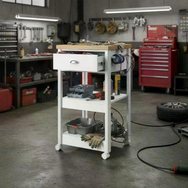 Imagem de Carrinho de Ferramentas com Rodizios e 1 Gaveta 44cm Móvel na Caixa - 