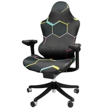 Imagem de XYDHQS Capas de cadeira de jogos, capas de assento de computador elásticas elásticas à prova de arranhões para computador, capa protetora de cadeira macia com encosto e apoio de braço para decoração