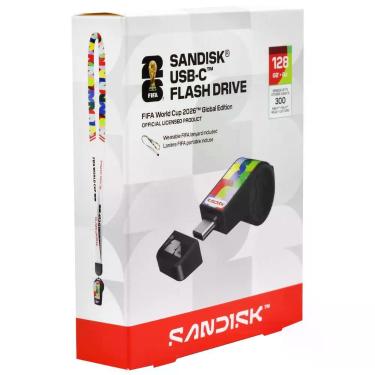 Imagem de Pendrive Sandisk G46 Flash Drive FIFA World Cup 2026 Global Edition 128GB USB-C Preto