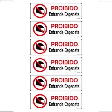 Imagem de Combo 6 Placas De Sinalização Proibido Entrar De Capacete 30x10 Ekomunike - P-26/2 F9e