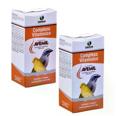 Imagem de 2 Avemil Complexo Vitamínico 20ml Indubras Suplemento Para Pássaros