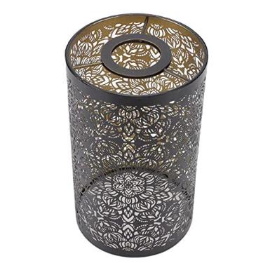 Imagem de Diydeg Abajur de abajur, cúpula de mesa decorativa, escultura oca removível, E27 E26 Abajur de mesa de cabeceira, para quarto, sala de estar, sombra de metal preta (20 x 11 cm x 11 cm