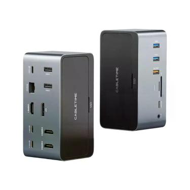 Imagem de Dock Station 16 em 2 Usb C DP HDMI 4K RJ45 M.2 SSD CableTime