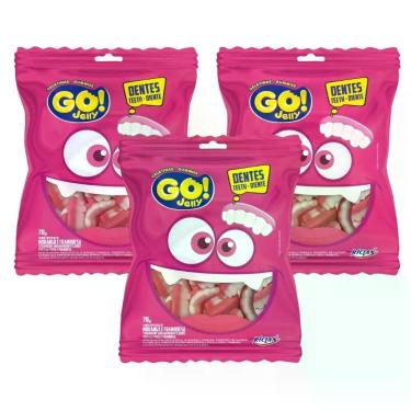 Imagem de Kit 3 Bala GO! Jelly Dentadura 70g