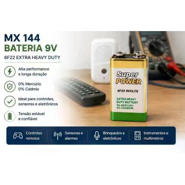 Imagem de Bateria 9V Super Power ZincoCarbono Newmix MX144 - NEW MIX