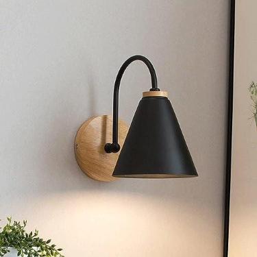 Imagem de Luminária de parede LED, arandela de parede vintage rústica, luminária de cabeceira com haste flexível de madeira branca, luminária de parede interna de metal vintage para quarto, sala de es
