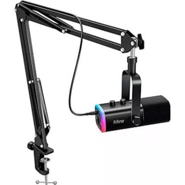 Imagem de Microfone Dinâmico Gamer Fifine Ampligame Am8t, Xlr/usb-c, RGB, Touch Mute, Com Braço Articulado