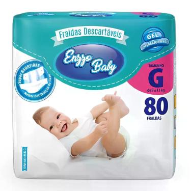 Imagem de Fralda Descartável Suave Macio Enzzo Baby Tamanho G 80 Unidades