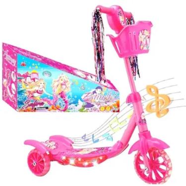 Imagem de Patinete Rosa Estampa De Sereia Encantadora - Toy King
