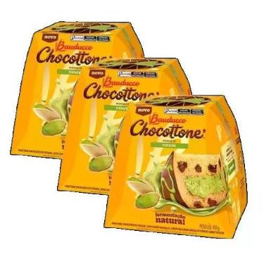 Imagem de kit 3 Panetone Bauducco Chocottone Maxi Pistache 450g