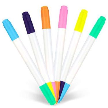Imagem de Canetas de Neon Duplas Laterais YR para Placa de LED Iluminada, Canetas de Neon Aplicáveis para Draw, Sketch, Criar, Doodle, Arte, Escrever, Tablet de Aprendizado, 6 Packs