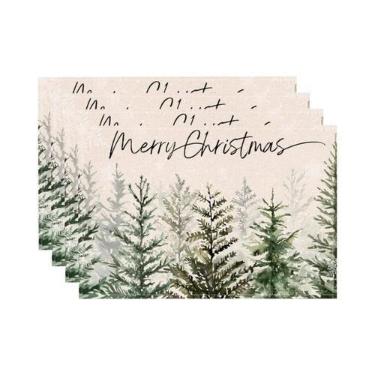 Imagem de Sousplats De Natal Em Linho Com Estampa De Papai Noel 20x25cm Decoraçã