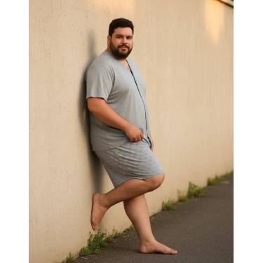 Imagem de Pijama Masculino Adulto Plus Size Botão Tamanho Grande G1 G2 G3 Manga 