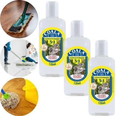 Imagem de KIT 3 DESINFETANTE CONCENTRADO COALA 3 EM 1 FRASCO 120ml CADA - LIMPA,