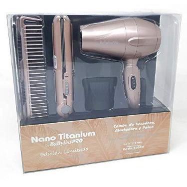 Imagem de Combo BaByliss PRO Rose Gold Prancha + Mini Secador + Pente Bivolt