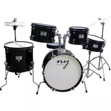 Imagem de Bateria Acústica Infantil Junior 2T Preta New York