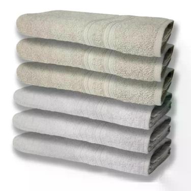 Imagem de 6 Toalhas Grande Felpudas E Grossa 80x150 Branco+bege