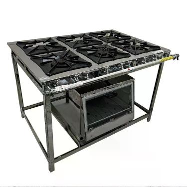 Imagem de Fogão Industrial 6 Bocas Com Forno Inox Baixa Pressão Trabor Kenok