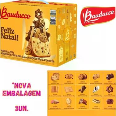 Imagem de Kit 3un Cesta De Natal Bauducco Grande Natalino Nota Fiscal