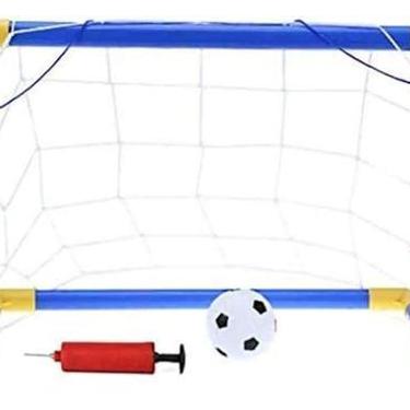 Imagem de Kit 01 Mini Trave De Futebol + Bola + Bomba De Encher Golzinho Infanti