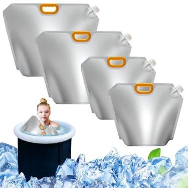 Imagem de Anglekai Pacote com 4 sacos de banho de gelo, sacos de água reutilizáveis de 10 L para banho de gelo, banheira, congelador, água fria (prata, 34,5 x 32 cm, 43,9 x 35,5 cm)