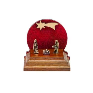 Imagem de Lembrança Presépio Natal Mini Vermelho Em Madeira - Loja Mãe Aparecida