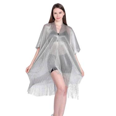 Imagem de Saída de Praia com Franjas Metálico Nova Moda Para o Verão - - anjo da