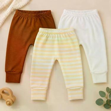 Imagem de Kit 3 Calças Bebê com Pé Reversível Algodão Prime Ideal para Dia Dia -