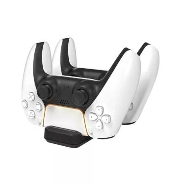 Imagem de Base de Carregamento para Controles PS5 Dual Sense Compatível com Playstation 5 Carrega 2 Simultaneamente USB