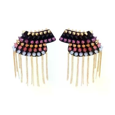 Imagem de Broche De Ombro Unissex Com Corrente Punk, Borla E Rebites, Acessório 