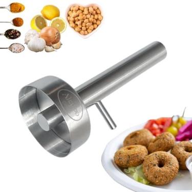 Imagem de Falafel Maker Press Donut Shape (com furo) Aço inoxidável Qualidade Premium Ferramenta de cozinha profissional Oriente Médio Meatball molde colher 2,3 polegadas (5,5 cm) diâmetro (1)