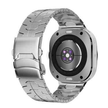 Imagem de KONAFEI Pulseiras de Titânio Compatíveis com Samsung Galaxy Watch 8/Classic/Ultra 2, Pulseira de Metal Robusta de Elos Sólidos para Homens (Cor Titânio)