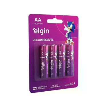Imagem de Pilha Recarregável AA Elgin 1,2V  - 2500mAh 4 Unidades