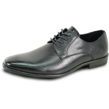 Imagem de bravo! Sapato social masculino King clássico com cadarço Oxford liso ou bico de bico ou meia de couro com largura média e larga tamanho de 6 a 18 preto marrom conhaque azul roxo vermelho, Preto 7, 50