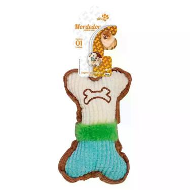 Imagem de Mordedor Pelúcia Pet Cães osso 16cm Colorido Porte Pequeno - Art Pet