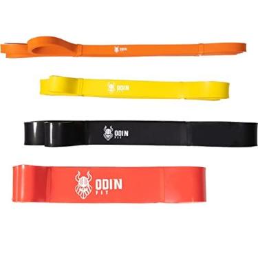 Imagem de Kit Super Band 4 Intensidades Elasticos Power Band Amarelo Laranja Preto Vermelho Odin Fit