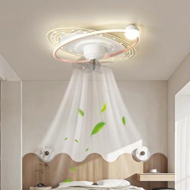 Imagem de Ventilador de teto com iluminação LED Luz de teto e controle remoto Ventilador silencioso Lâmpada de teto Iluminação de quarto de menina/menino Luz de teto interna para bebê Restaurante Luz