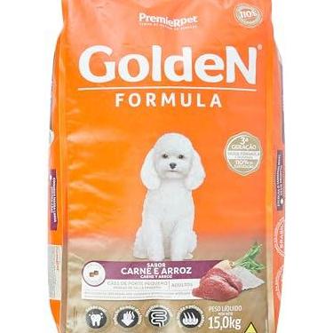 Imagem de Ração Golden Fórmula Mini Bits para Cães Adultos Pequeno Porte Sabor Carne e Arroz, 15kg Premier Pet Para Todas Pequeno Adulto,