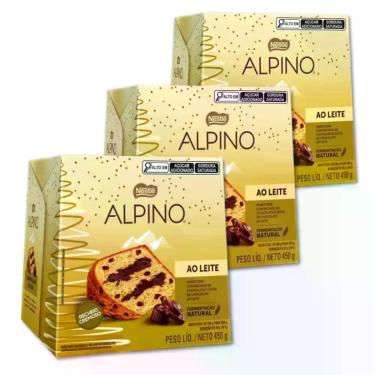 Imagem de Panettone Alpino Chocolate Kit 3 Chocotones Nestlé 450g